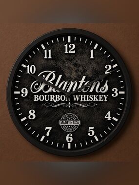 Bourbon Whiskey Black Wall Clock - Branded Home Wall Decor